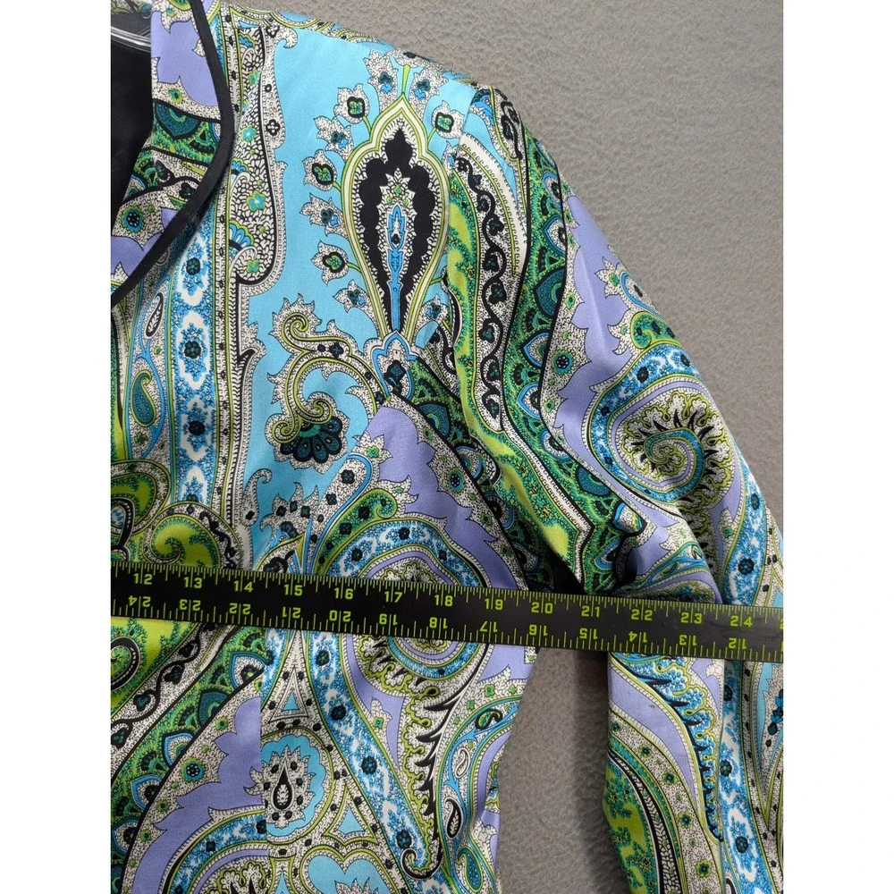 JS Collection Silk Paisley Women's‎ Jacket Mandarin Collar Designer Size 14 USA
